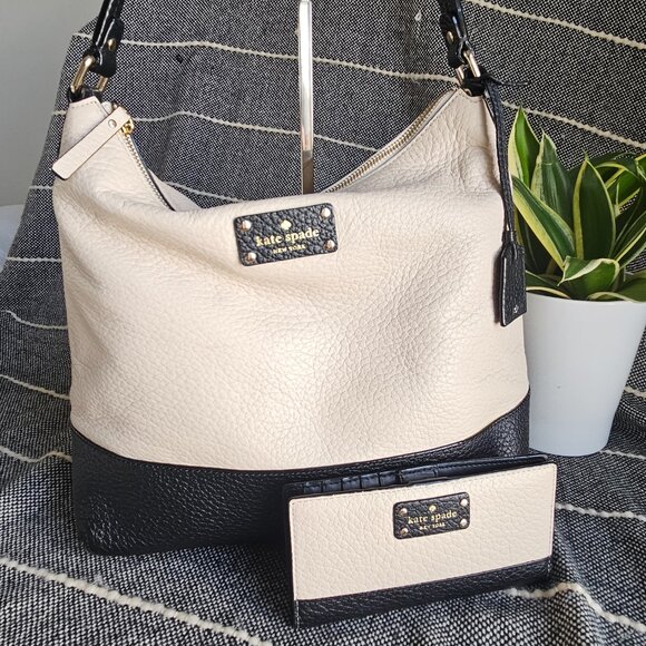 kate spade new york Bay Street Lexie Bag & Stacy Wallet, Black/Cream ColorBlock - Picture 1 of 16
